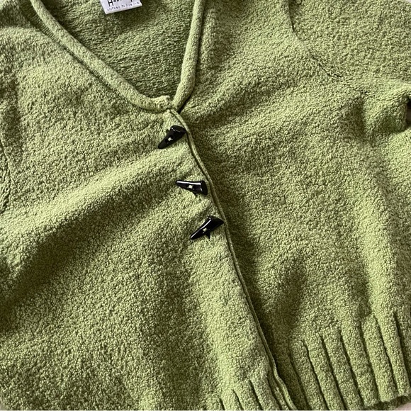 Habitat Three Button Cardigan Green Sweater Size M/L Boho Cozy Long Sleeves - Picture 4 of 7
